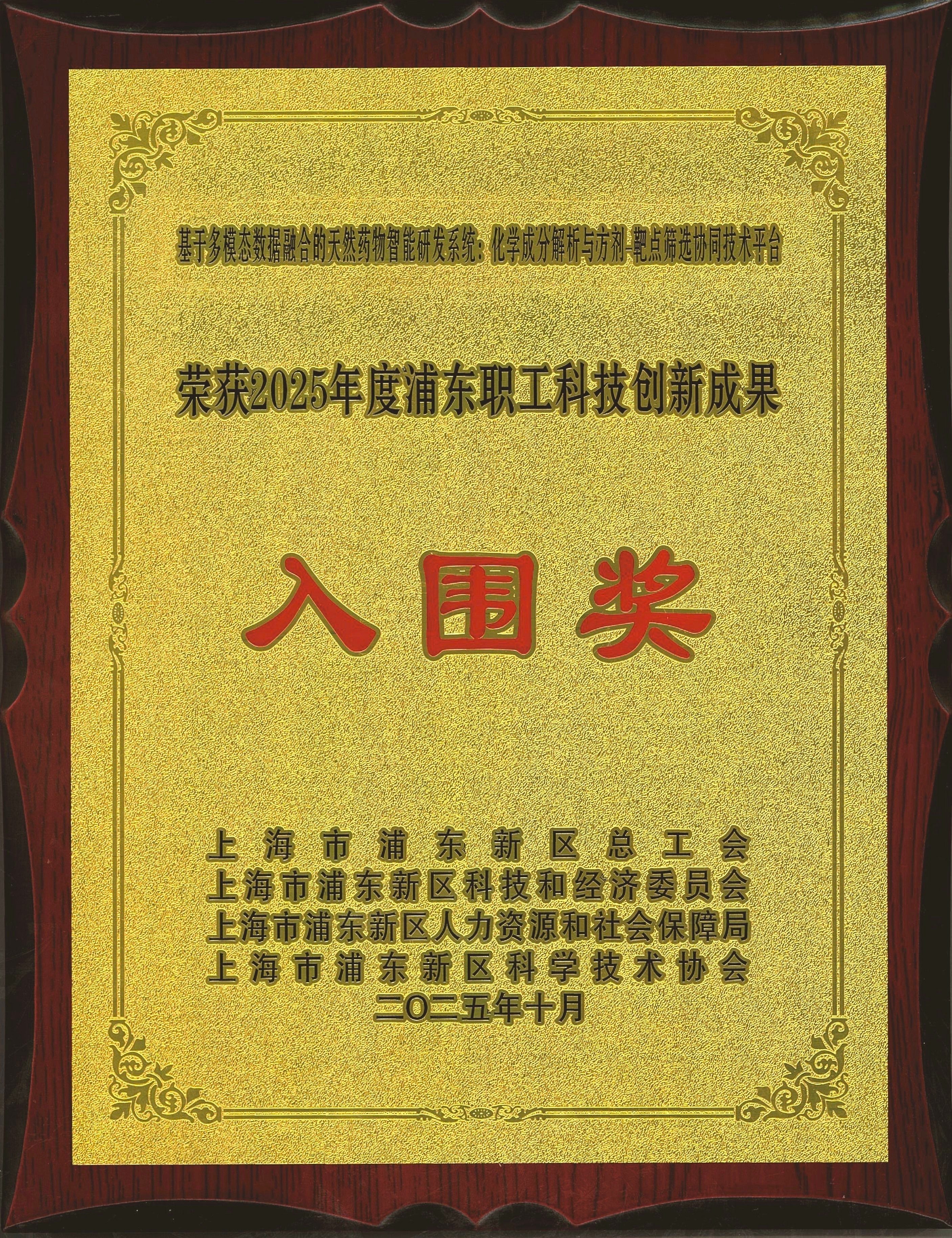喜讯 | 诗丹德荣获2025年度浦东职工科技创新优秀项目奖(图2)